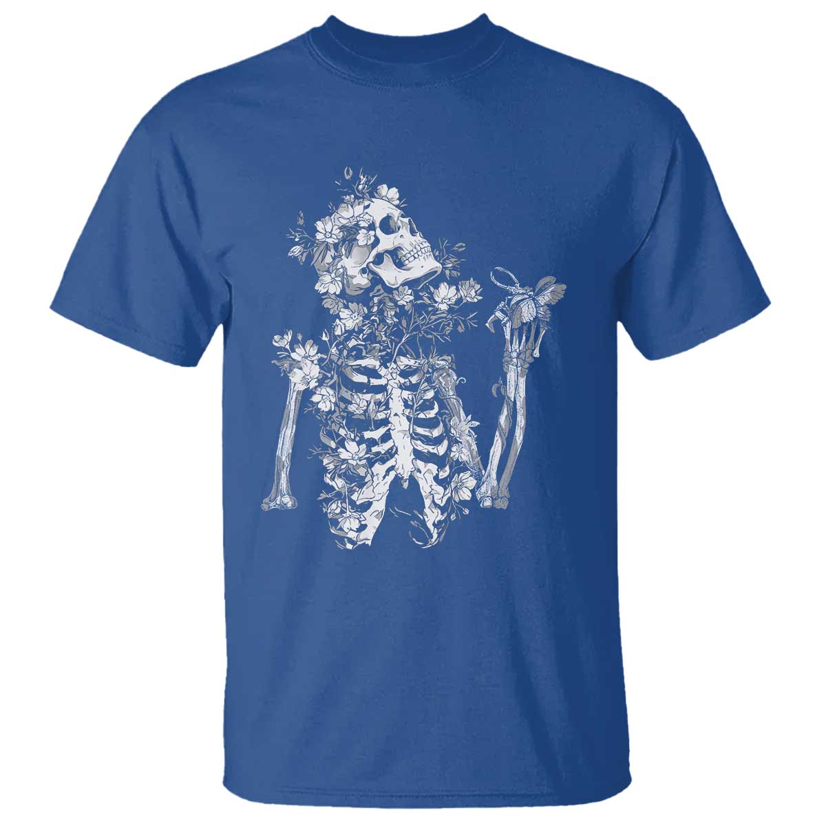 Gothic Grunge Floral Skeleton T Shirt Dark Alternative Aesthetic For Women