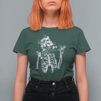Gothic Grunge Floral Skeleton T Shirt For Women Dark Alternative Aesthetic For Women