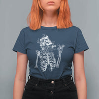 Gothic Grunge Floral Skeleton T Shirt For Women Dark Alternative Aesthetic For Women