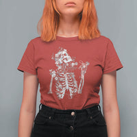 Gothic Grunge Floral Skeleton T Shirt For Women Dark Alternative Aesthetic For Women