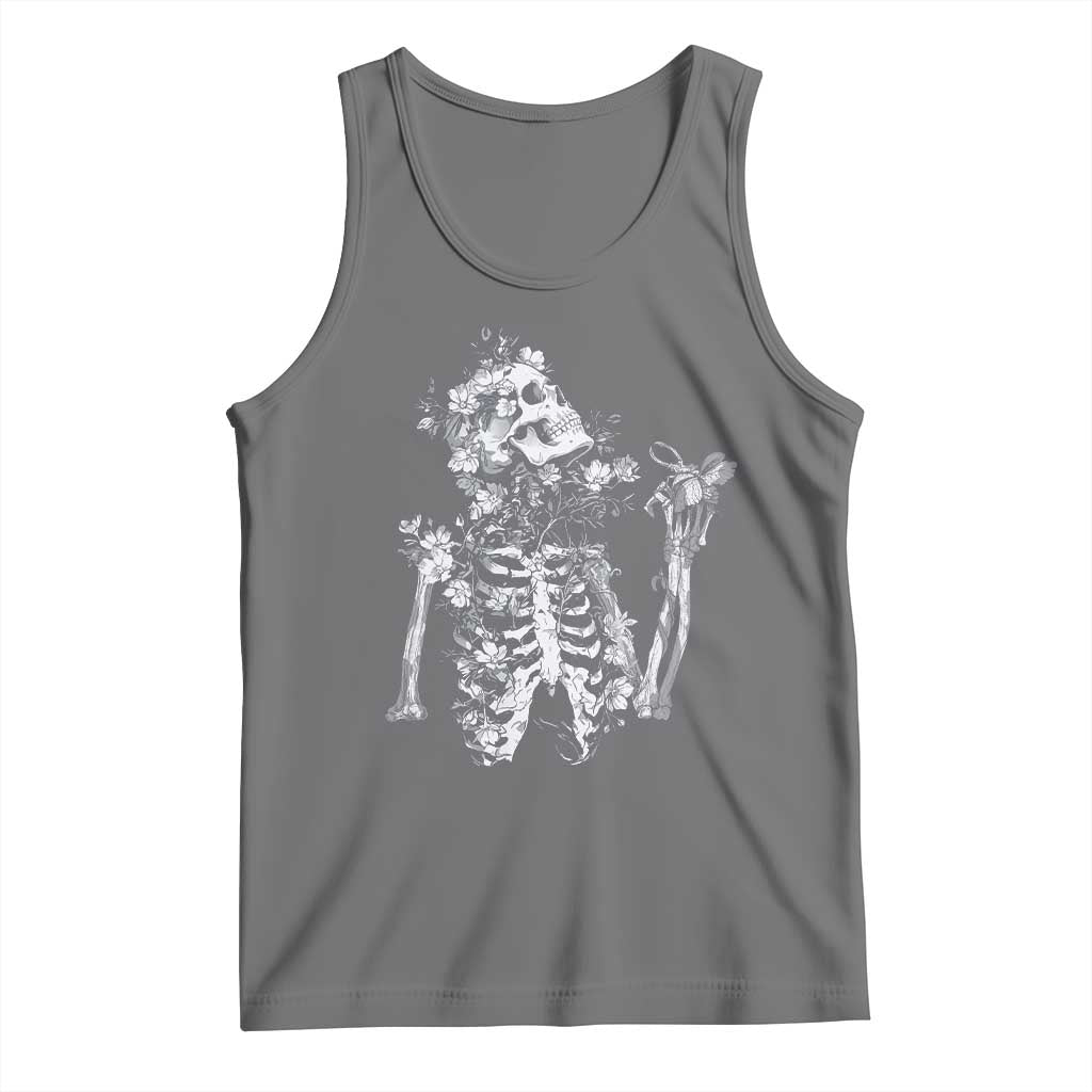 Gothic Grunge Floral Skeleton Tank Top Dark Alternative Aesthetic For Women