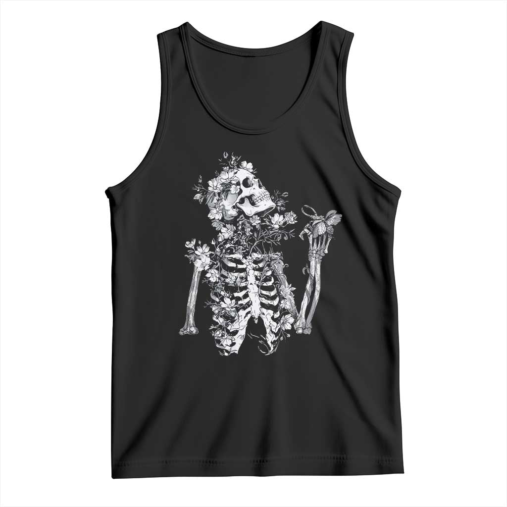 Gothic Grunge Floral Skeleton Tank Top Dark Alternative Aesthetic For Women
