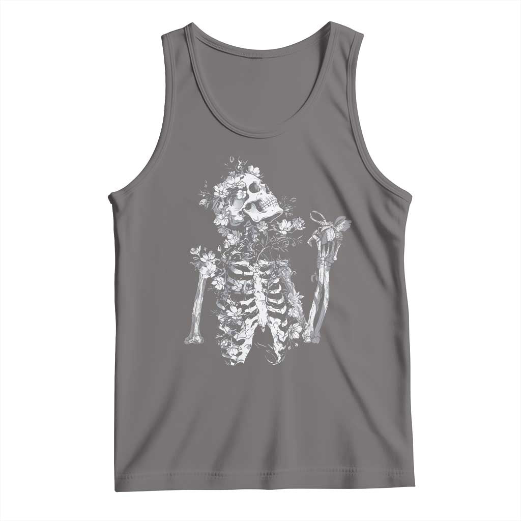 Gothic Grunge Floral Skeleton Tank Top Dark Alternative Aesthetic For Women