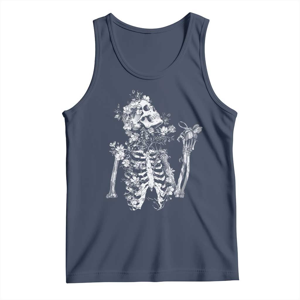 Gothic Grunge Floral Skeleton Tank Top Dark Alternative Aesthetic For Women