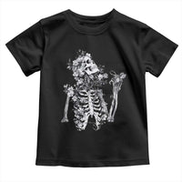 Gothic Grunge Floral Skeleton Toddler T Shirt Dark Alternative Aesthetic For Women