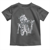 Gothic Grunge Floral Skeleton Toddler T Shirt Dark Alternative Aesthetic For Women