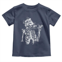 Gothic Grunge Floral Skeleton Toddler T Shirt Dark Alternative Aesthetic For Women