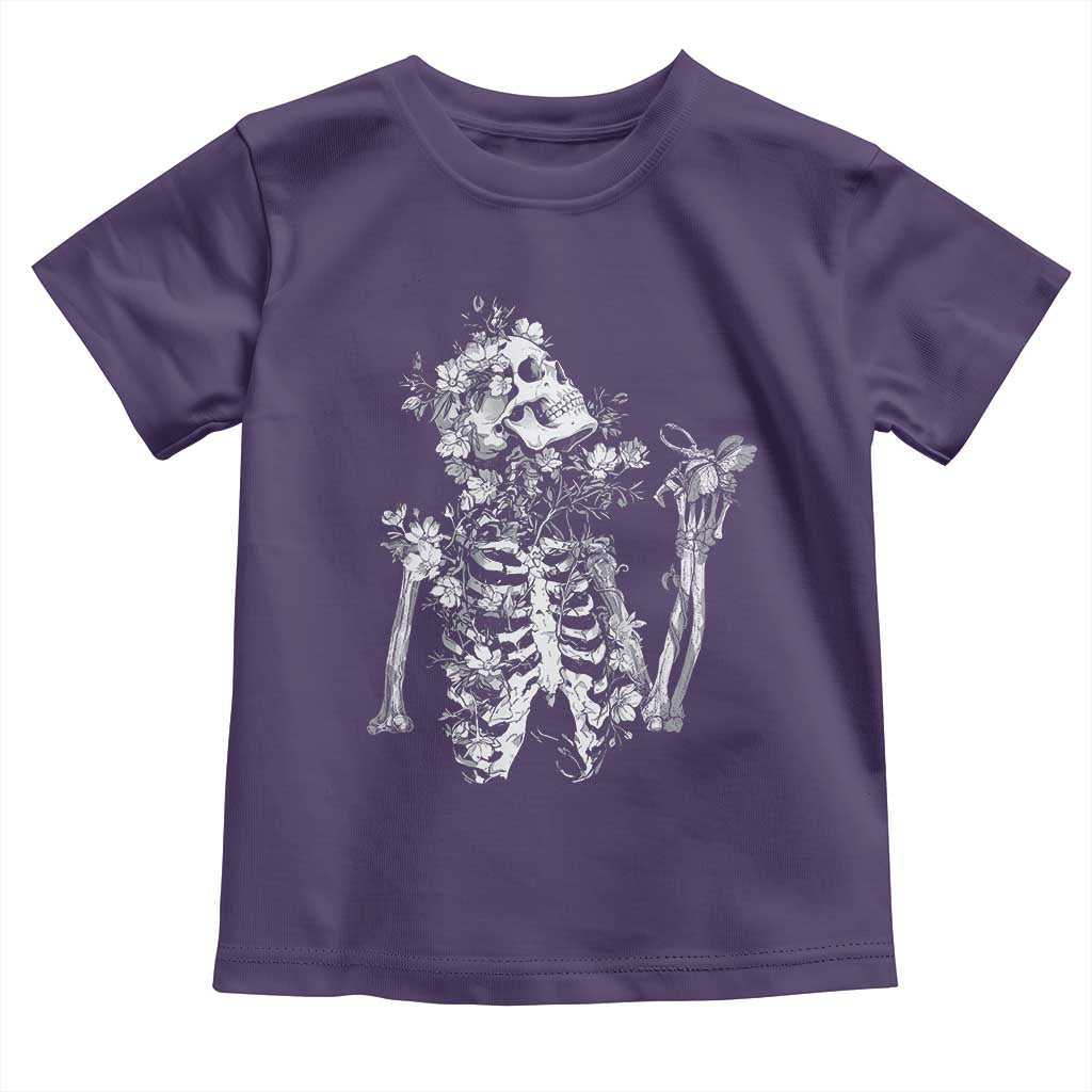 Gothic Grunge Floral Skeleton Toddler T Shirt Dark Alternative Aesthetic For Women