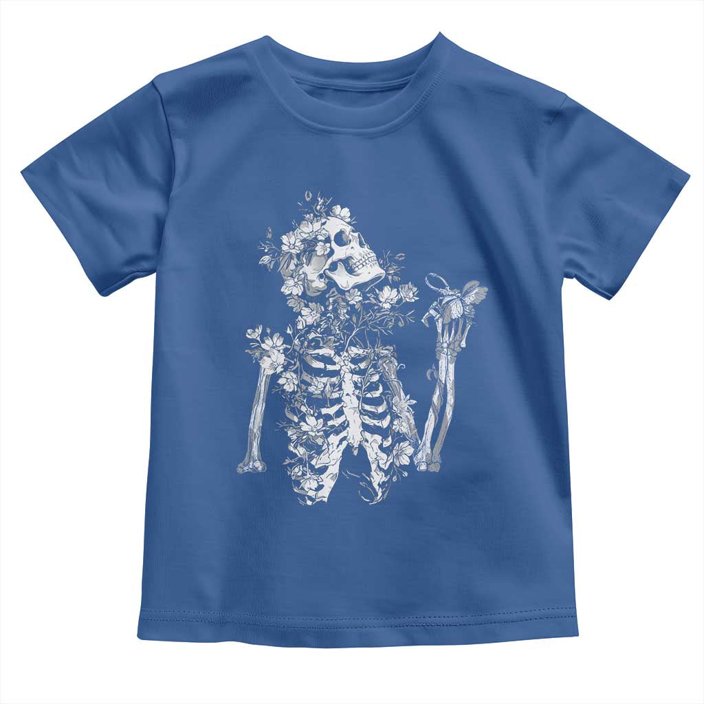 Gothic Grunge Floral Skeleton Toddler T Shirt Dark Alternative Aesthetic For Women