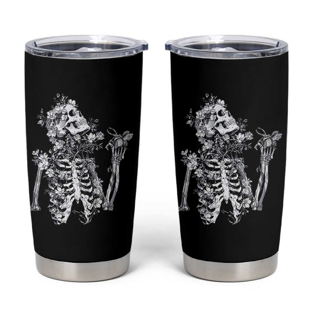 Gothic Grunge Floral Skeleton Tumbler Cup Dark Alternative Aesthetic For Women