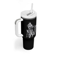 Gothic Grunge Floral Skeleton Tumbler With Handle Dark Alternative Aesthetic For Women