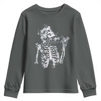 Gothic Grunge Floral Skeleton Youth Sweatshirt Dark Alternative Aesthetic For Women