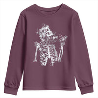 Gothic Grunge Floral Skeleton Youth Sweatshirt Dark Alternative Aesthetic For Women