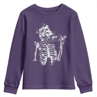 Gothic Grunge Floral Skeleton Youth Sweatshirt Dark Alternative Aesthetic For Women