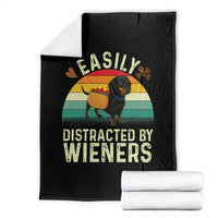 Easily Distracted By Wieners Throw Blanket Funny Dachshund Dog In A Hot Dog Costume - Wonder Print Shop