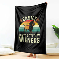 Easily Distracted By Wieners Throw Blanket Funny Dachshund Dog In A Hot Dog Costume - Wonder Print Shop