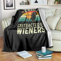 Easily Distracted By Wieners Throw Blanket Funny Dachshund Dog In A Hot Dog Costume - Wonder Print Shop