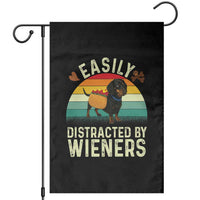 Easily Distracted By Wieners Garden Flag Funny Dachshund Dog In A Hot Dog Costume - Wonder Print Shop