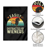 Easily Distracted By Wieners Garden Flag Funny Dachshund Dog In A Hot Dog Costume - Wonder Print Shop