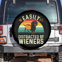 Easily Distracted By Wieners Spare Tire Cover Funny Dachshund Dog In A Hot Dog Costume - Wonder Print Shop