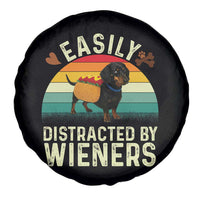 Easily Distracted By Wieners Spare Tire Cover Funny Dachshund Dog In A Hot Dog Costume - Wonder Print Shop