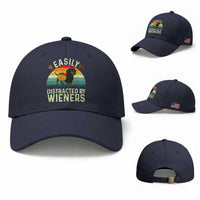 Easily Distracted By Wieners Baseball Cap Funny Dachshund Dog In A Hot Dog Costume
