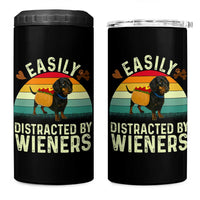 Easily Distracted By Wieners 4 in 1 Can Cooler Tumbler Funny Dachshund Dog In A Hot Dog Costume