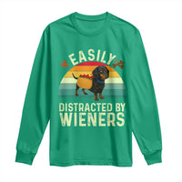 Easily Distracted By Wieners Long Sleeve Shirt Funny Dachshund Dog In A Hot Dog Costume - Wonder Print Shop