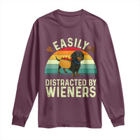 Easily Distracted By Wieners Long Sleeve Shirt Funny Dachshund Dog In A Hot Dog Costume - Wonder Print Shop