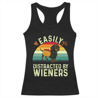 Easily Distracted By Wieners Racerback Tank Top Funny Dachshund Dog In A Hot Dog Costume - Wonder Print Shop