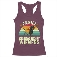 Easily Distracted By Wieners Racerback Tank Top Funny Dachshund Dog In A Hot Dog Costume - Wonder Print Shop