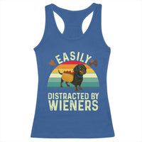 Easily Distracted By Wieners Racerback Tank Top Funny Dachshund Dog In A Hot Dog Costume - Wonder Print Shop