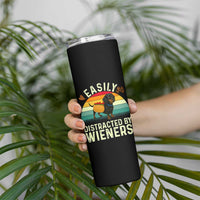 Easily Distracted By Wieners Skinny Tumbler Funny Dachshund Dog In A Hot Dog Costume