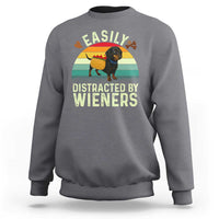 Easily Distracted By Wieners Sweatshirt Funny Dachshund Dog In A Hot Dog Costume - Wonder Print Shop