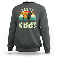 Easily Distracted By Wieners Sweatshirt Funny Dachshund Dog In A Hot Dog Costume - Wonder Print Shop