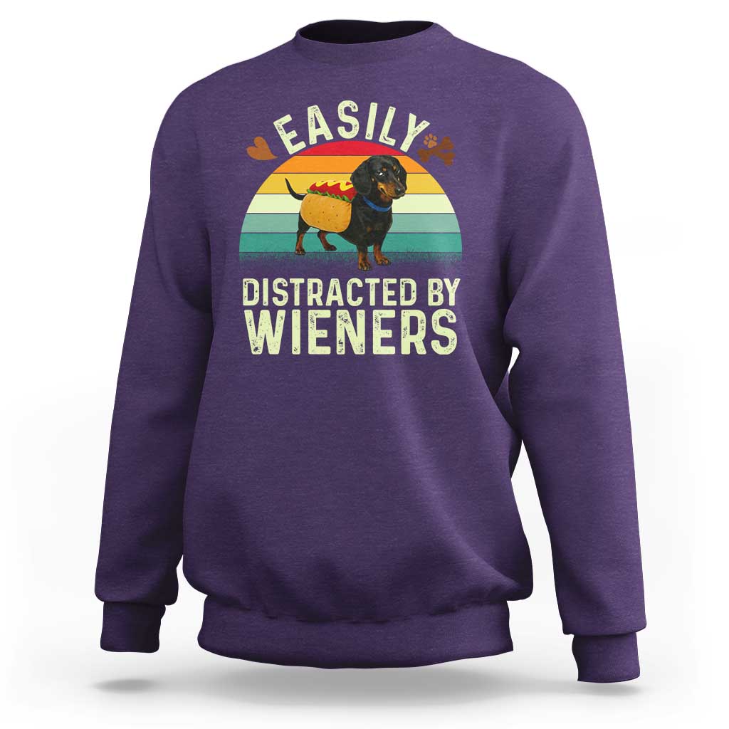 Easily Distracted By Wieners Sweatshirt Funny Dachshund Dog In A Hot Dog Costume - Wonder Print Shop