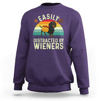 Easily Distracted By Wieners Sweatshirt Funny Dachshund Dog In A Hot Dog Costume - Wonder Print Shop