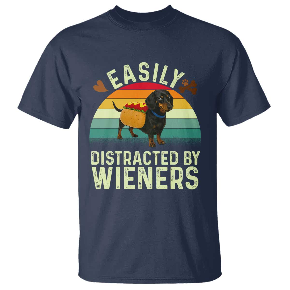 Easily Distracted By Wieners T Shirt Funny Dachshund Dog In A Hot Dog Costume - Wonder Print Shop