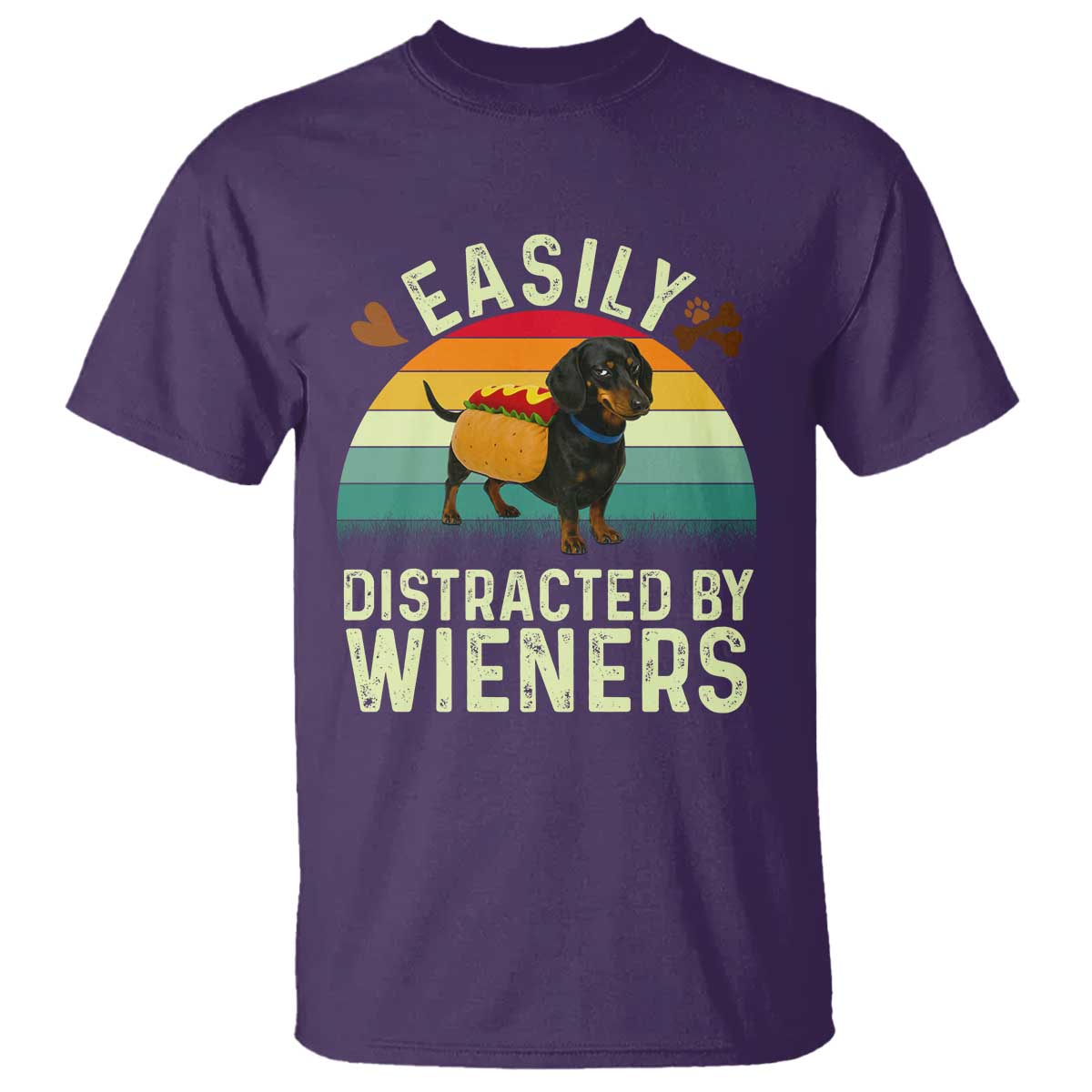 Easily Distracted By Wieners T Shirt Funny Dachshund Dog In A Hot Dog Costume - Wonder Print Shop