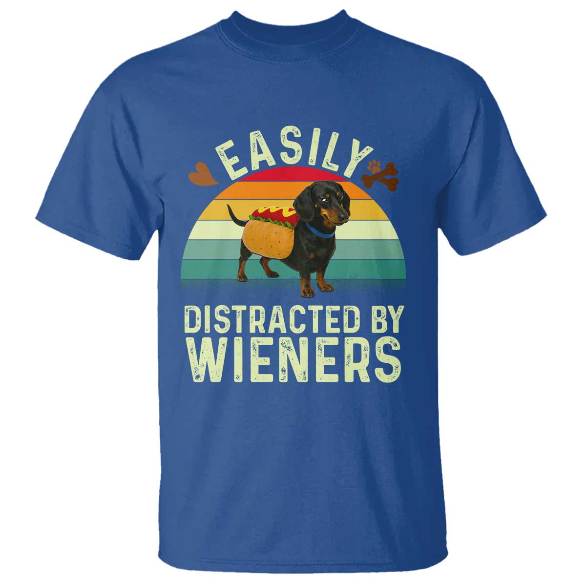 Easily Distracted By Wieners T Shirt Funny Dachshund Dog In A Hot Dog Costume - Wonder Print Shop