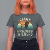Easily Distracted By Wieners T Shirt For Women Funny Dachshund Dog In A Hot Dog Costume - Wonder Print Shop