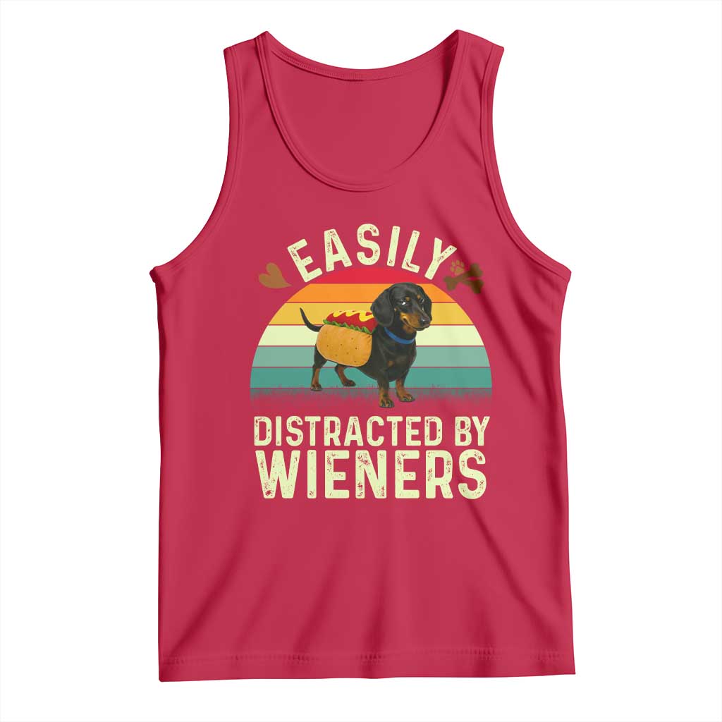 Easily Distracted By Wieners Tank Top Funny Dachshund Dog In A Hot Dog Costume - Wonder Print Shop