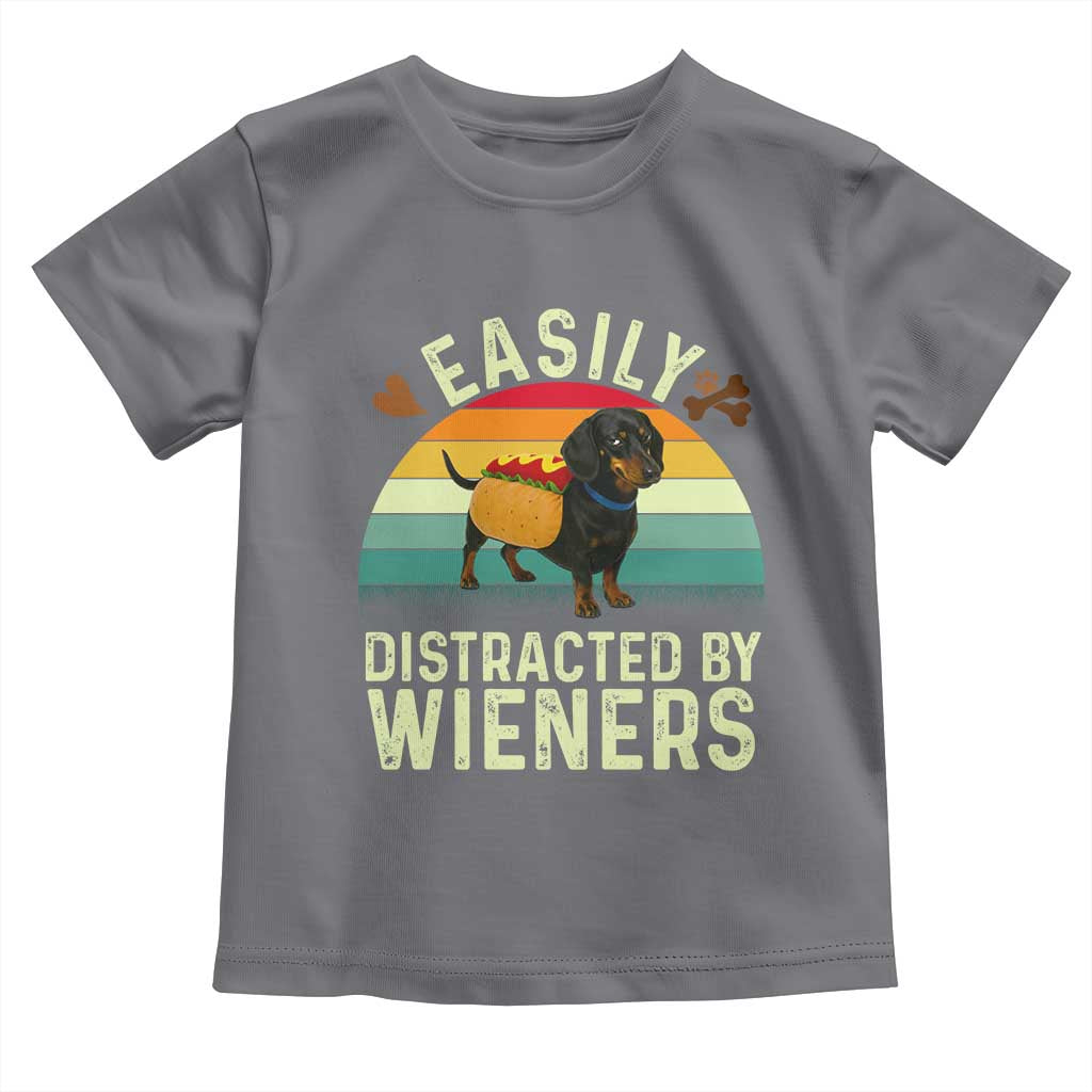 Easily Distracted By Wieners Toddler T Shirt Funny Dachshund Dog In A Hot Dog Costume - Wonder Print Shop