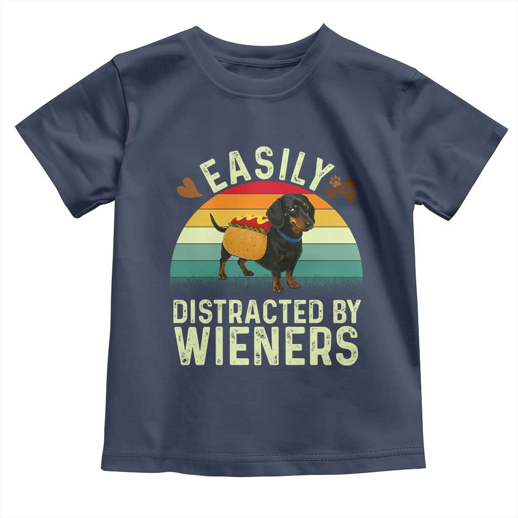 Easily Distracted By Wieners Toddler T Shirt Funny Dachshund Dog In A Hot Dog Costume - Wonder Print Shop