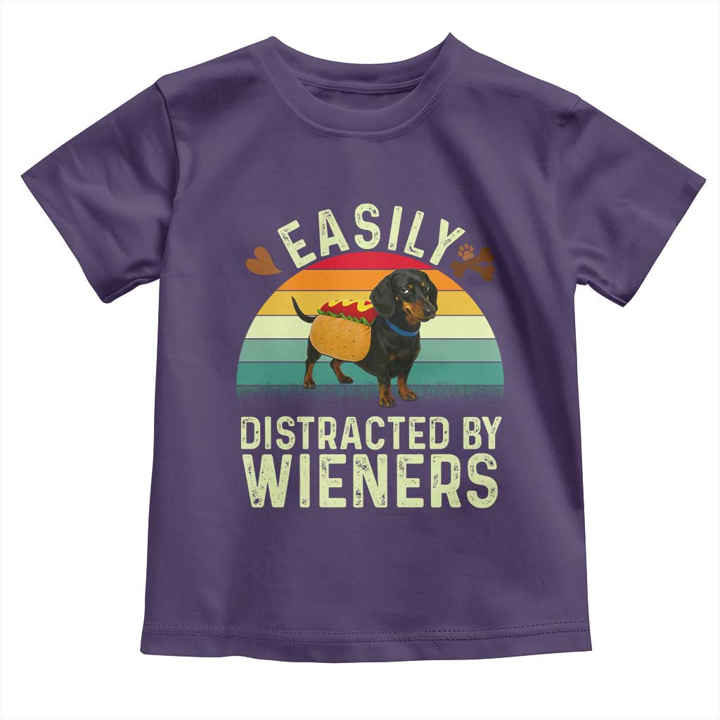 Easily Distracted By Wieners Toddler T Shirt Funny Dachshund Dog In A Hot Dog Costume - Wonder Print Shop