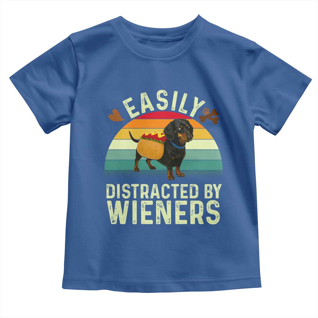 Easily Distracted By Wieners Toddler T Shirt Funny Dachshund Dog In A Hot Dog Costume - Wonder Print Shop