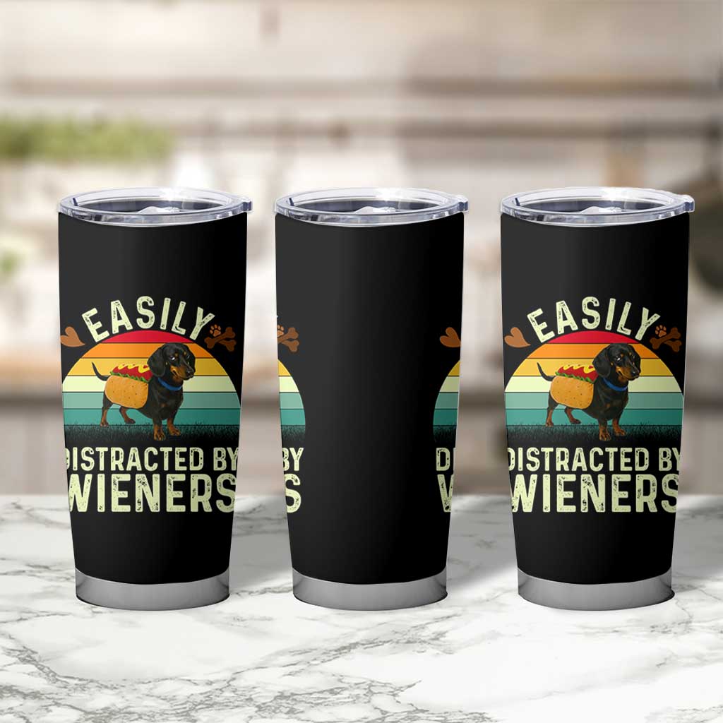 Easily Distracted By Wieners Tumbler Cup Funny Dachshund Dog In A Hot Dog Costume