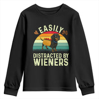 Easily Distracted By Wieners Youth Sweatshirt Funny Dachshund Dog In A Hot Dog Costume - Wonder Print Shop