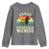 Easily Distracted By Wieners Youth Sweatshirt Funny Dachshund Dog In A Hot Dog Costume - Wonder Print Shop