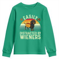 Easily Distracted By Wieners Youth Sweatshirt Funny Dachshund Dog In A Hot Dog Costume - Wonder Print Shop